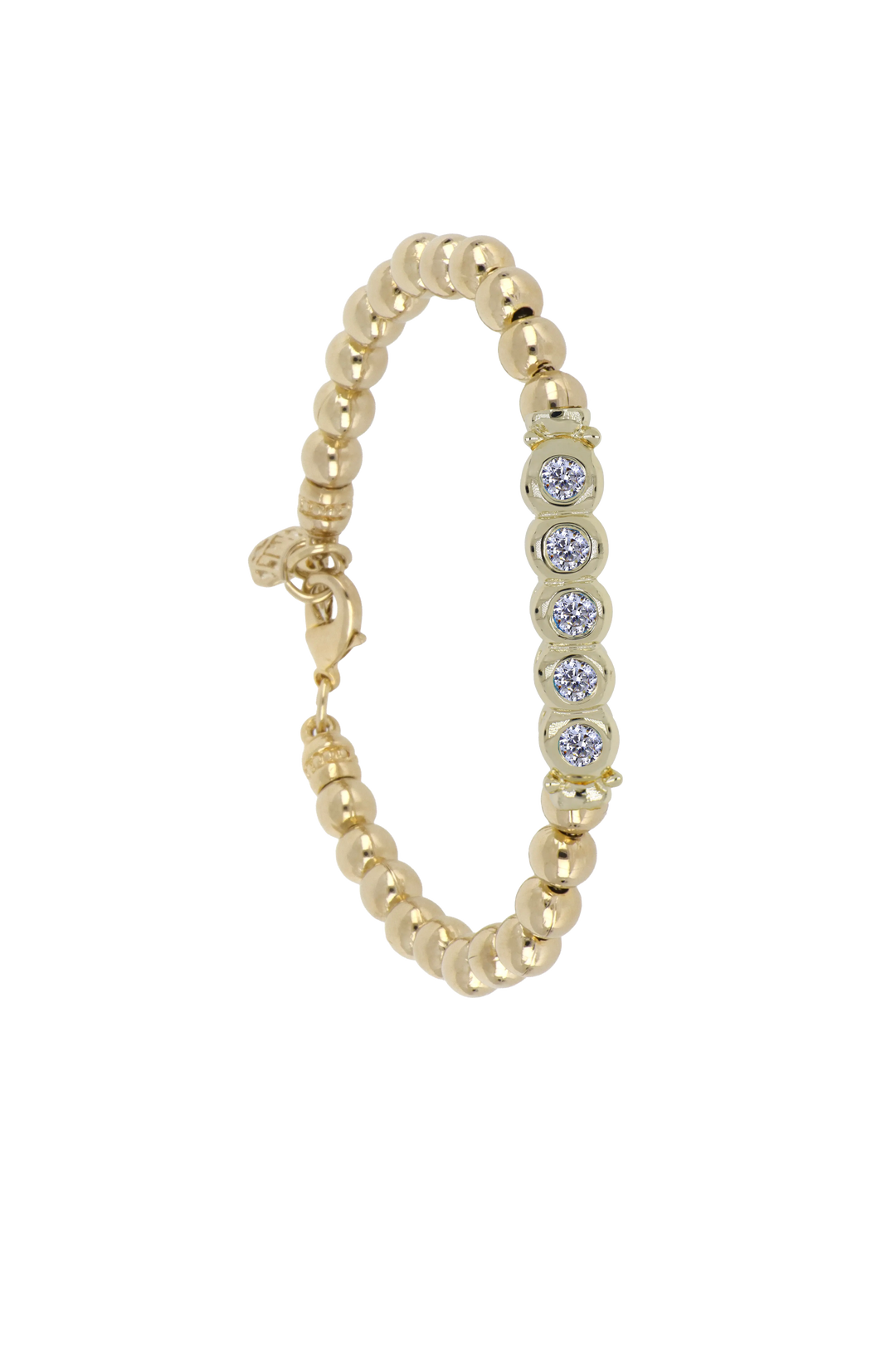 Beaded Collection 5 Stone Bracelet  Gold / 6.25" 