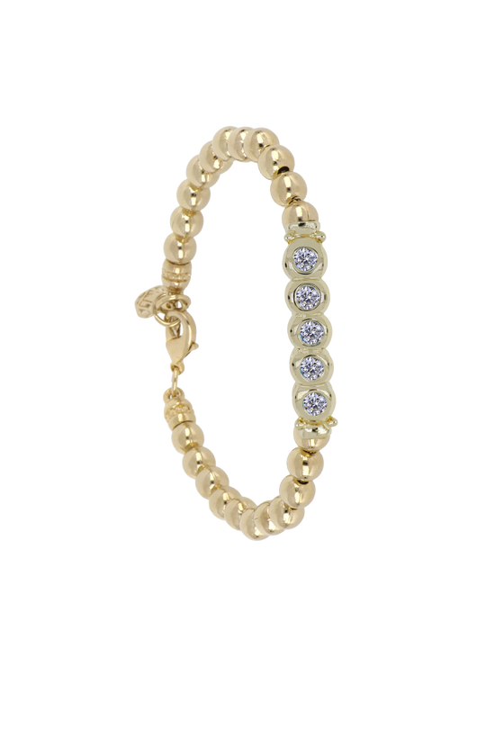 Beaded Collection 5 Stone Bracelet  Gold / 6.25" 