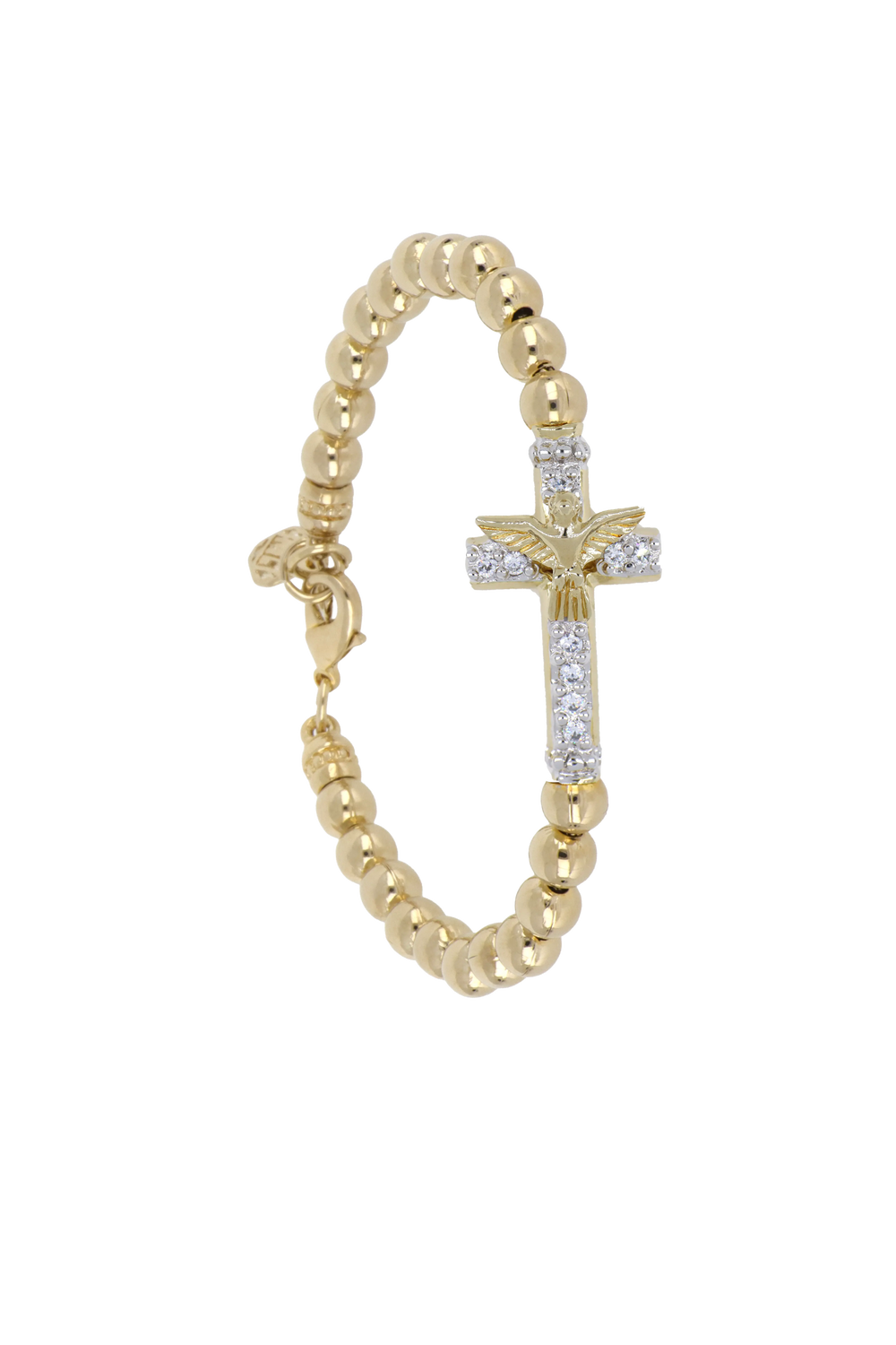 Beaded Collection Cross with Dove  6.5" / Gold 