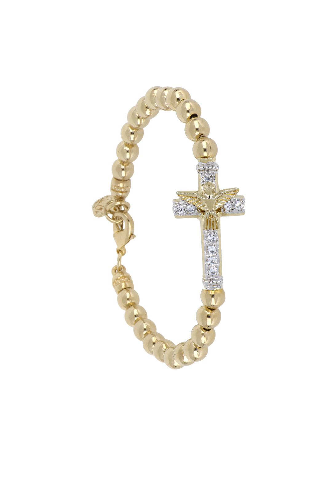 Beaded Collection Cross with Dove  6.5" / Gold 