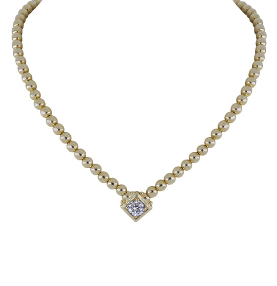 Beaded Collection Single Strand Necklace 16-18”  CZ 