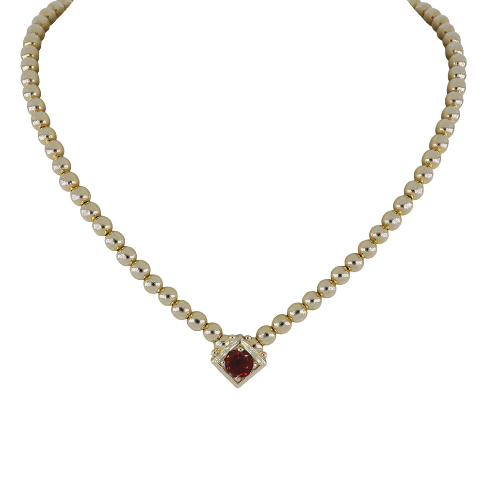 Beaded Collection Single Strand Necklace 16-18”  Garnet 