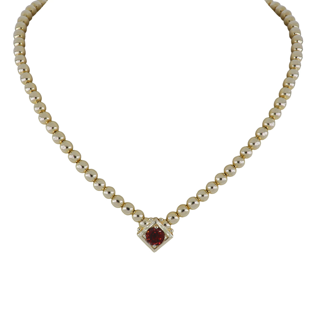 Beaded Collection Single Strand Necklace 16-18”  Garnet 