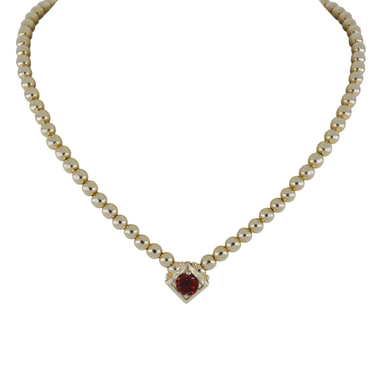 Beaded Collection Single Strand Necklace 16-18”  Garnet 