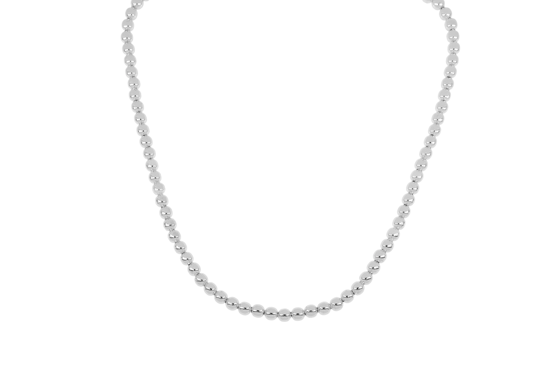 Beaded Necklace 18" Rhodium   