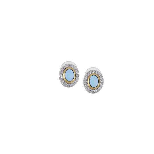 Blue Opal/Black Onyx Oval-Shaped Two-Tone Post Earrings - With Pavé John Medeiros Jewelry Collections