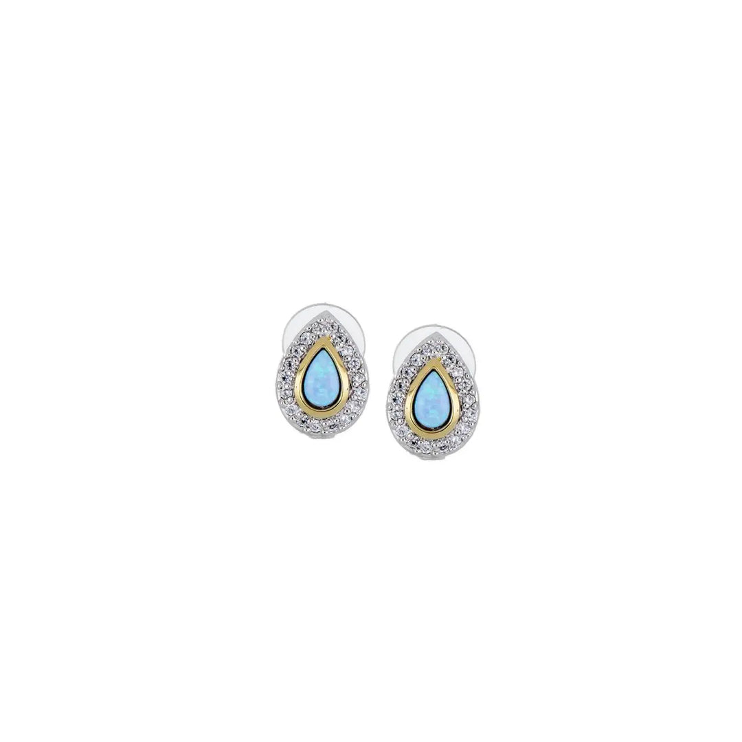 Blue Opal/Black Onyx Pear-Shaped Two-Tone Post Earrings - With Pavé John Medeiros Jewelry Collections