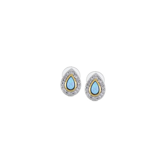 Blue Opal/Black Onyx Pear-Shaped Two-Tone Post Earrings - With Pavé John Medeiros Jewelry Collections