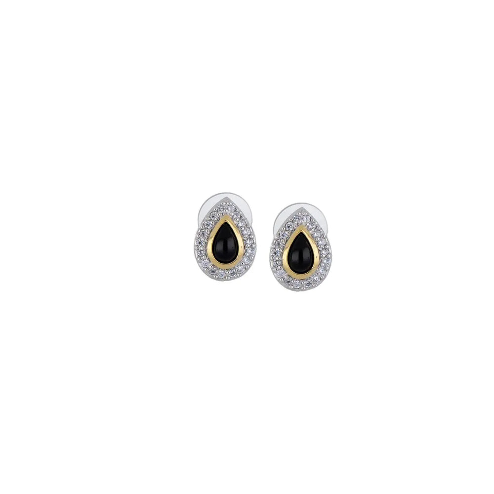 Blue Opal/Black Onyx Pear-Shaped Two-Tone Post Earrings - With Pavé John Medeiros Jewelry Collections