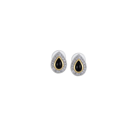 Blue Opal/Black Onyx Pear-Shaped Two-Tone Post Earrings - With Pavé John Medeiros Jewelry Collections