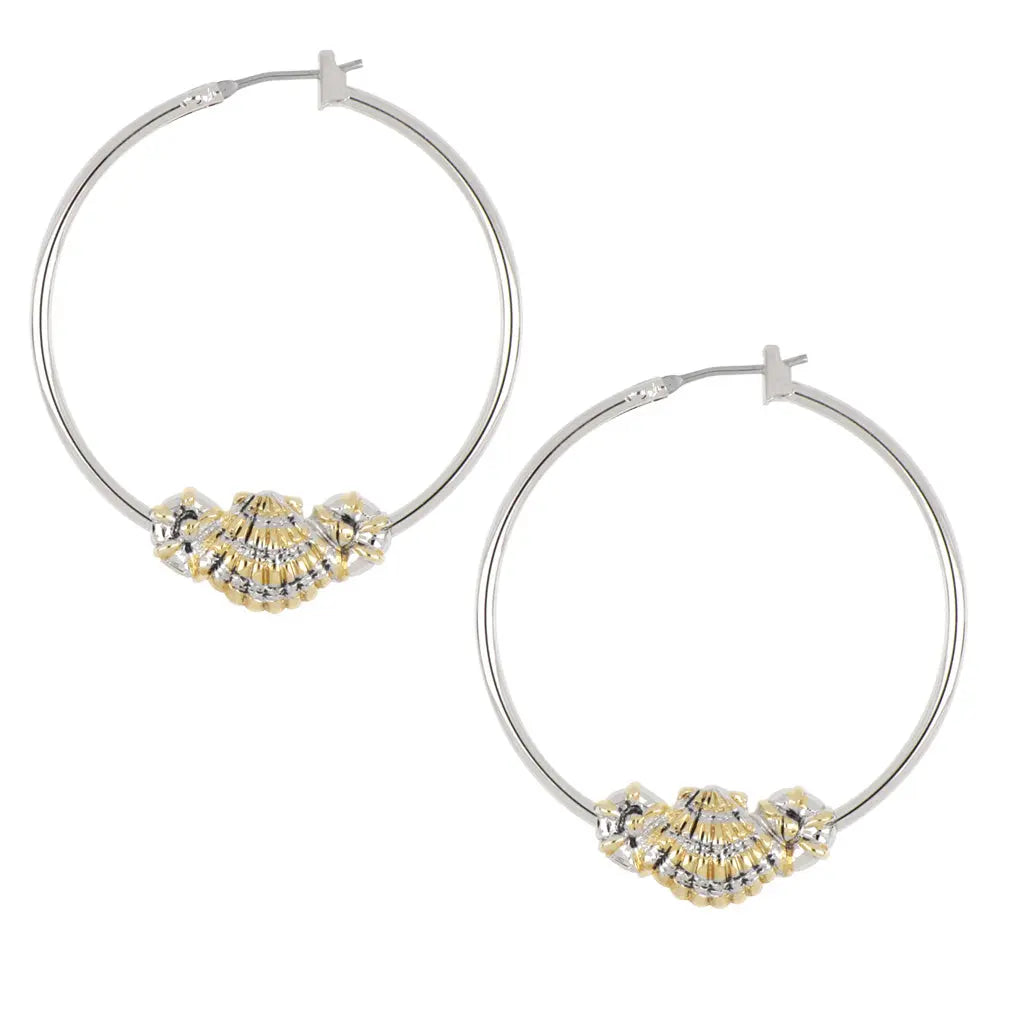 Caraíba Collection - Two-Tone Shell Hoop Earrings John Medeiros Jewelry Collections