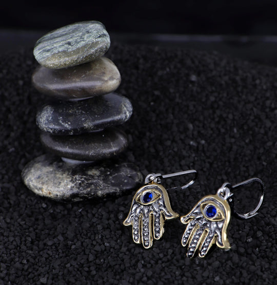 Celebration Collection - Hamsa Hand Indigo Eye French Wire Earrings John Medeiros Jewelry Collections