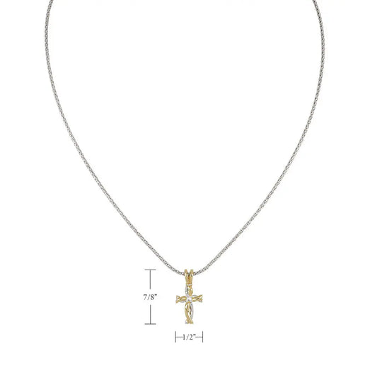 Celebration Collection - Small Two-Tone Twist Cross with Center Stone John Medeiros Jewelry Collections