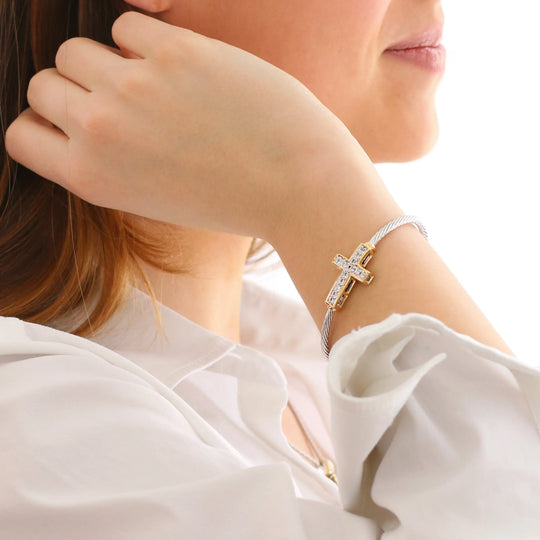 Celebration Petite Pavé - Cross Wire Cuff Bracelet John Medeiros Jewelry Collections