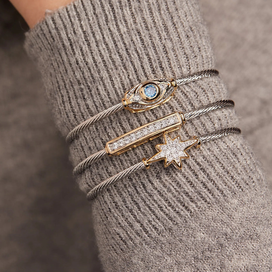 Celebration Petite Pavé - Evil Eye Wire Cuff Bracelet John Medeiros Jewelry Collections