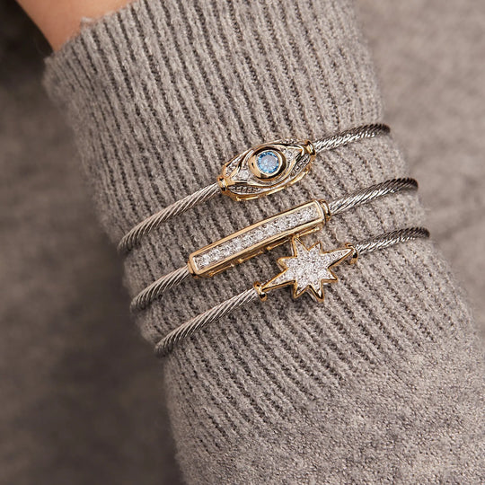Celebration Petite Pavé - Evil Eye Wire Cuff Bracelet John Medeiros Jewelry Collections