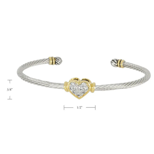 Celebration Petite Pavé - Heart Wire Cuff Bracelet John Medeiros Jewelry Collections