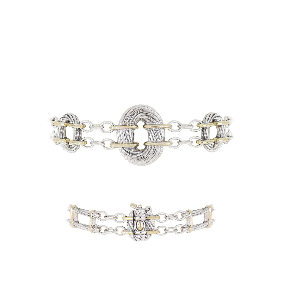 Cordão Collection - Large Oval Link 3 Station Two-Tone Bracelet John Medeiros Jewelry Collections