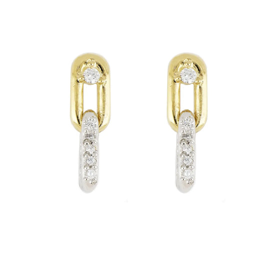 Diamante - Small Two Link Pavé Earrings with Cubic Zirconia Top John Medeiros Jewelry Collections