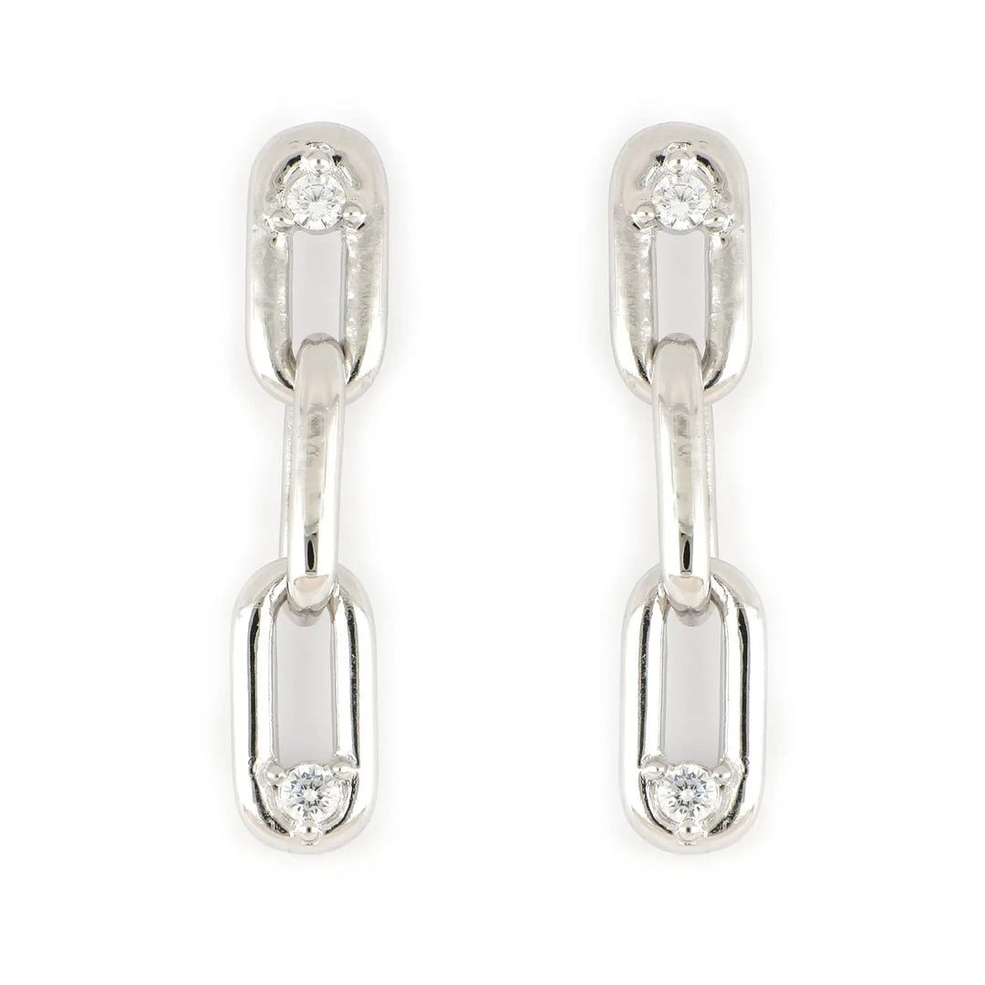 Diamante - Three Link 2 Studs CZ Earrings John Medeiros Jewelry Collections