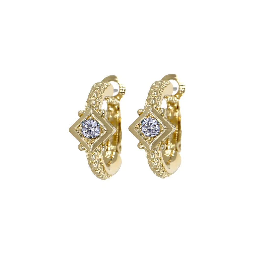 Gilded Collection Diamond Shape Bezel Hoop Earrings - John Medeiros Jewelry Collections