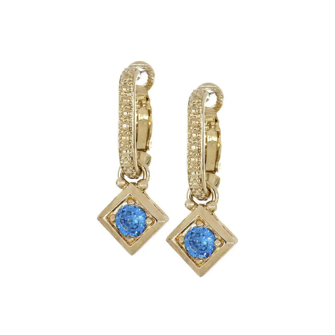 Gilded Collection Diamond Shape Omega Clip Earring 