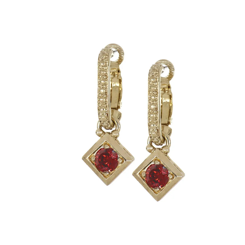 Gilded Collection Diamond Shape Omega Clip Earring 
