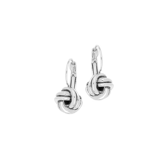 Infinity Love Knot French Wire Earrings Rhodium