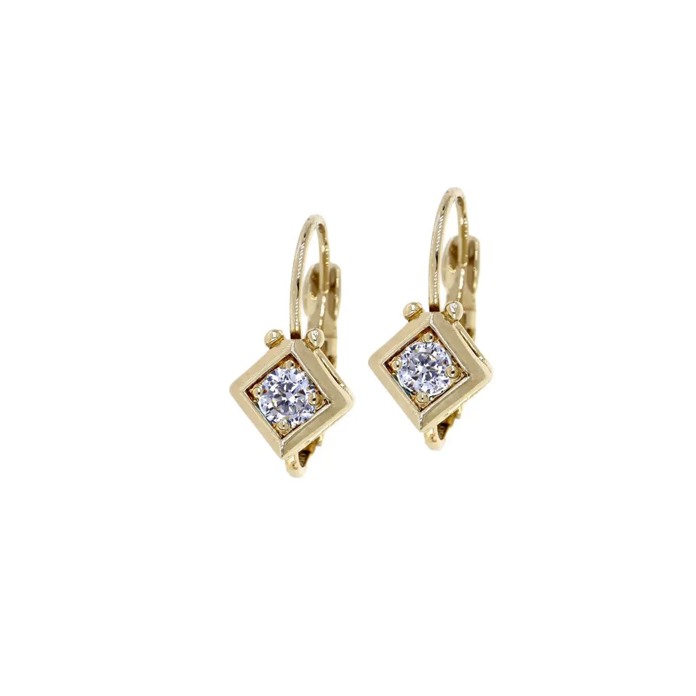 Gilded Collection Diamond Shape Bezel French Wire Earrings - John Medeiros Jewelry Collections