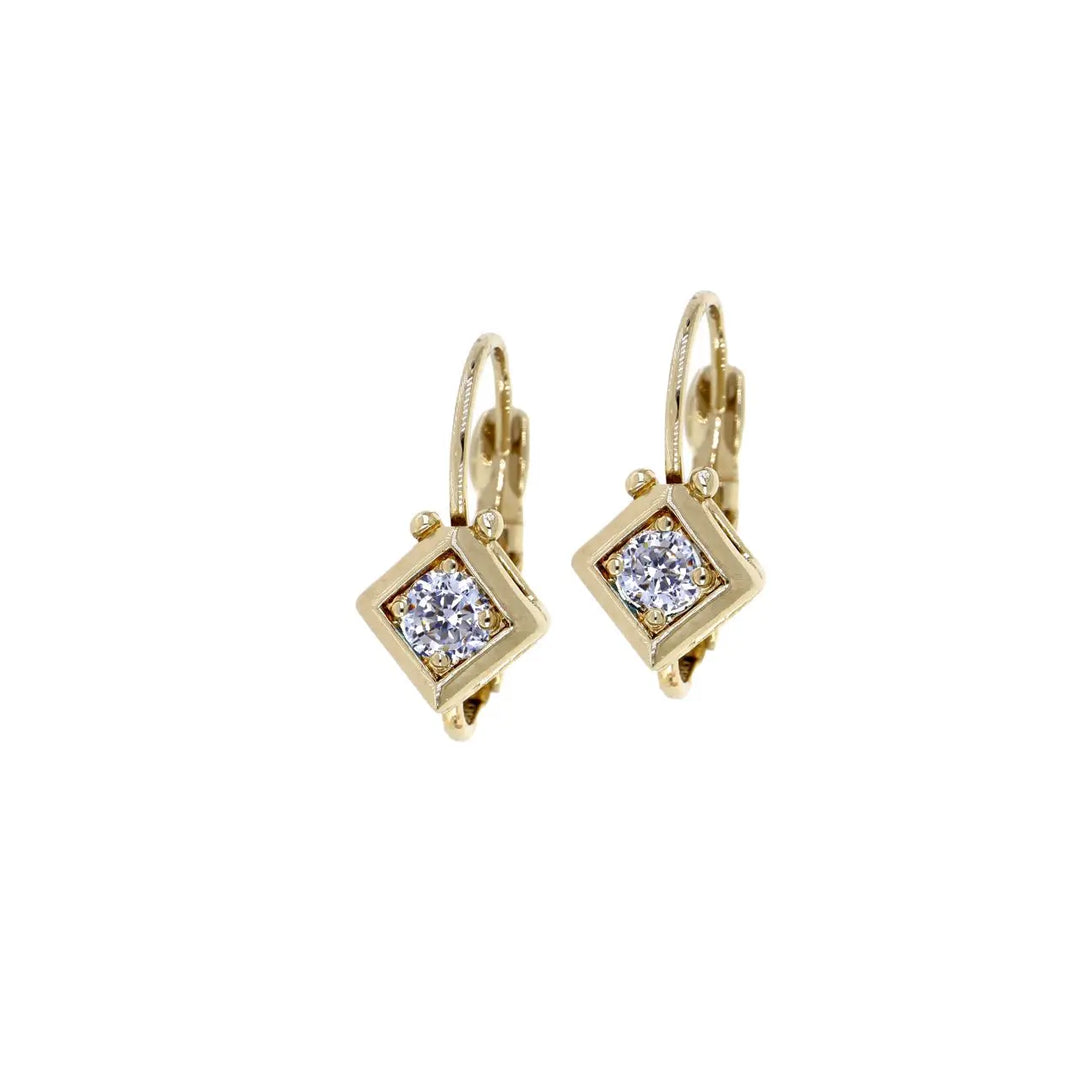 Gilded Collection Diamond Shape Bezel French Wire Earrings - John Medeiros Jewelry Collections