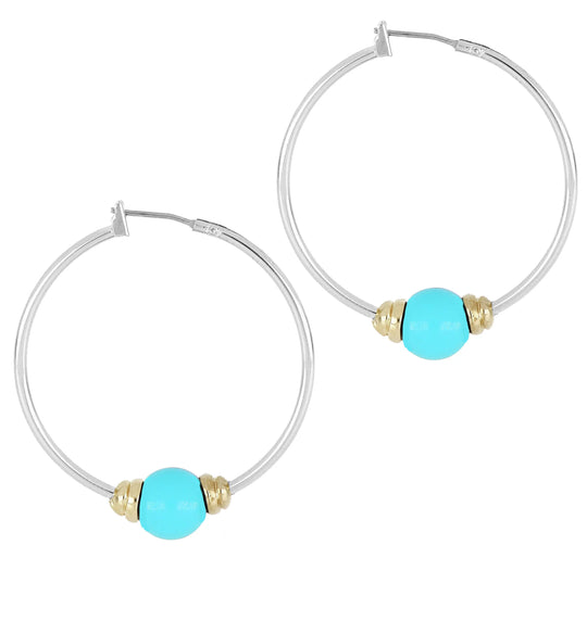 Pérola Collection - Hoop Earrings - John Medeiros Jewelry Collections- Large-1-3-8-Diameter-Two-Tone-Turquoise