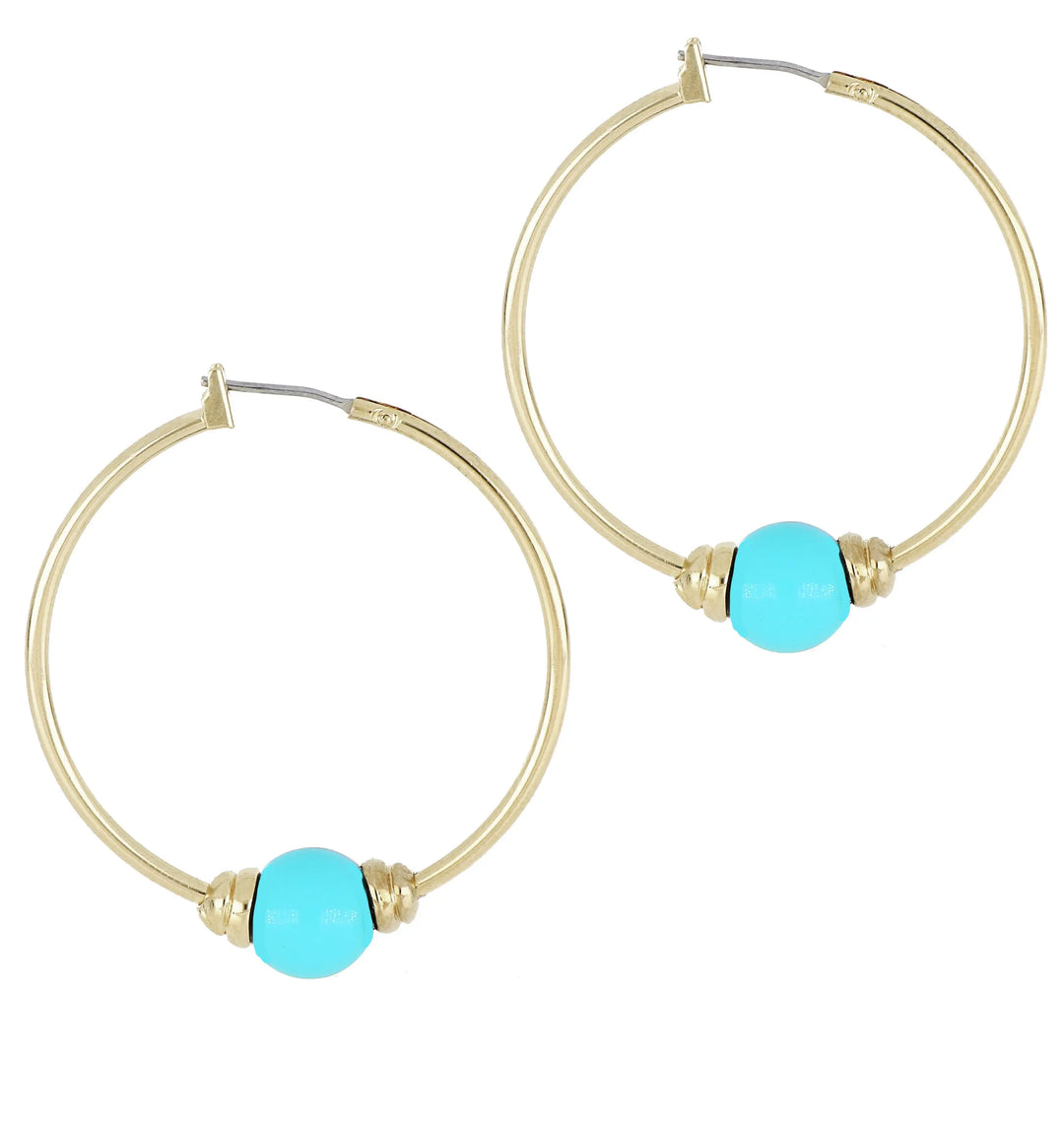 Pérola Collection - Hoop Earrings - John Medeiros Jewelry Collections- Large-1-3-8-Diameter-Gold-Turquoise
