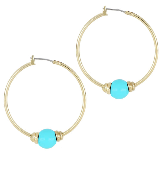 Pérola Collection - Hoop Earrings - John Medeiros Jewelry Collections- Large-1-3-8-Diameter-Gold-Turquoise