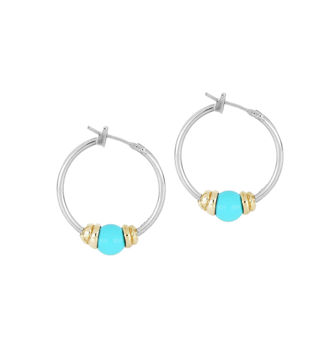 Pérola Collection - Hoop Earrings - John Medeiros Jewelry Collections- Small-7-8-Diameter-Two-Tone-Turquoise