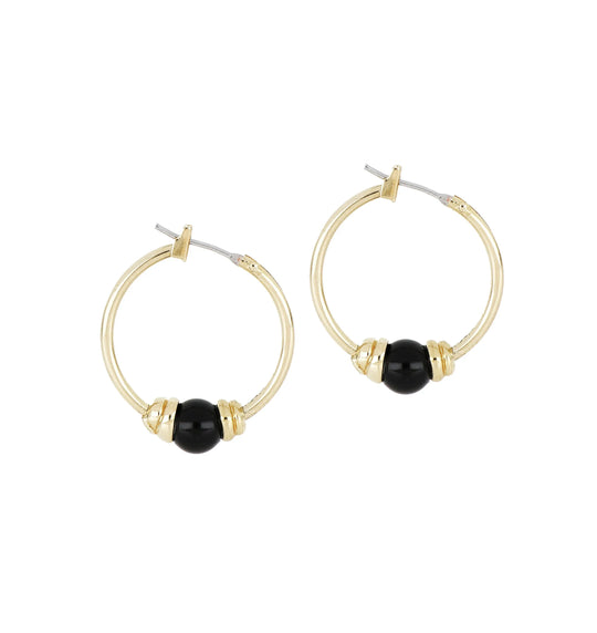 Pérola Collection - Hoop Earrings - John Medeiros Jewelry Collections- Small-7-8-Diameter-Gold-Black-Onyx