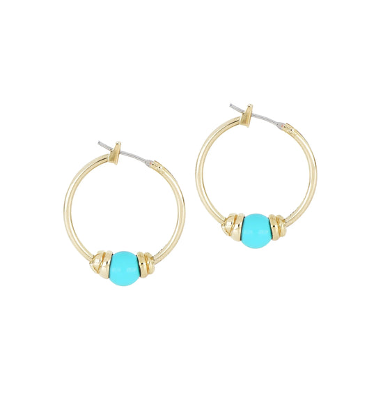 Pérola Collection - Hoop Earrings - John Medeiros Jewelry Collections- Small-7-8-Diameter-Gold-Turquoise