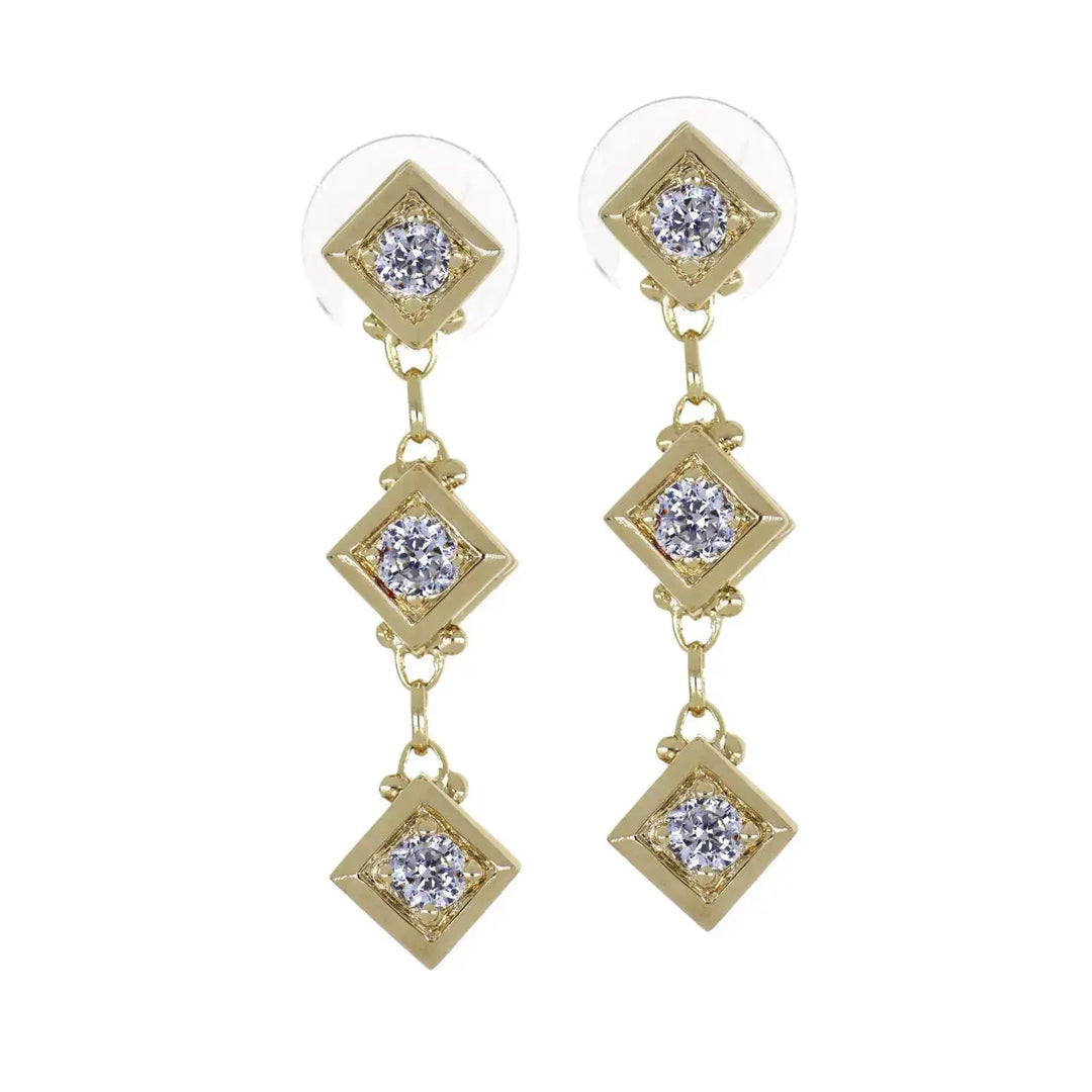 Gilded Collection Diamond Shape 3 Stone Drop Earrings - John Medeiros Jewelry Collections