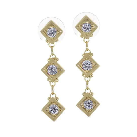 Gilded Collection Diamond Shape 3 Stone Drop Earrings - John Medeiros Jewelry Collections