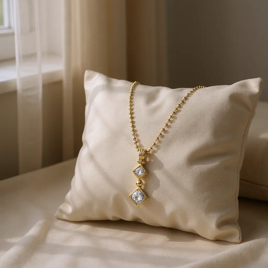 Beaded Collection 2 Stone Drop Necklace 24"   