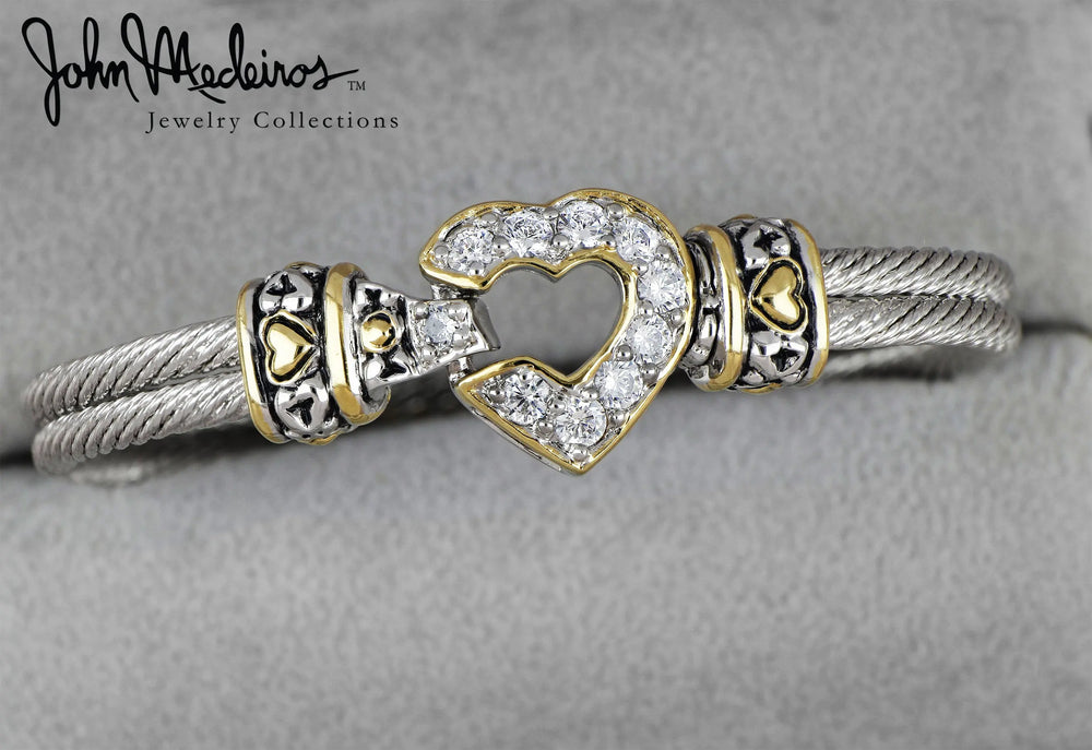 Heart Collection - Pavé Heart Double Wire Bracelet John Medeiros Jewelry Collections