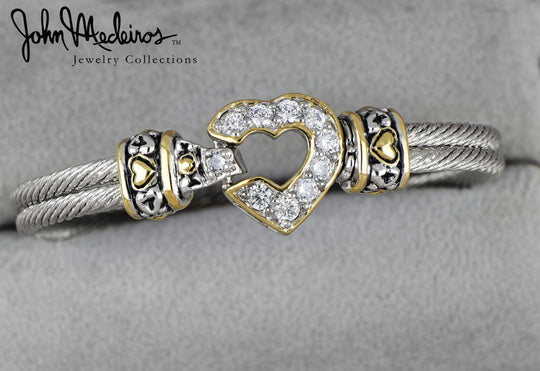 Heart Collection - Pavé Heart Double Wire Bracelet John Medeiros Jewelry Collections