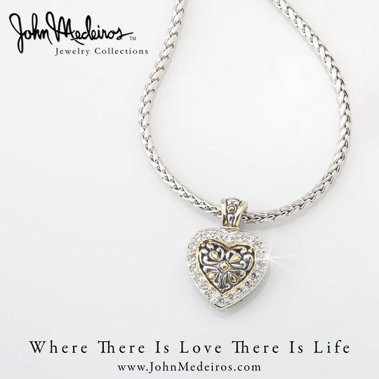 Heart Collection - Reversible Pavé Cubic Zirconia Filigree Necklace John Medeiros Jewelry Collections