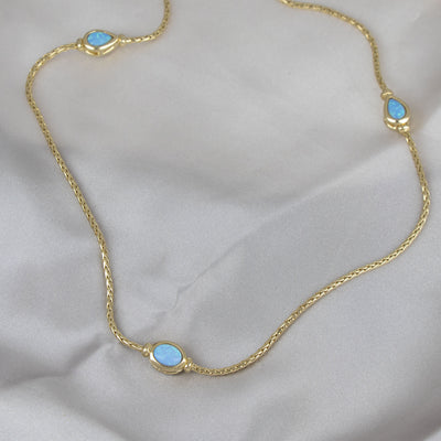 Opalas do Mar Collection - Blue Opal 5 Station Necklace