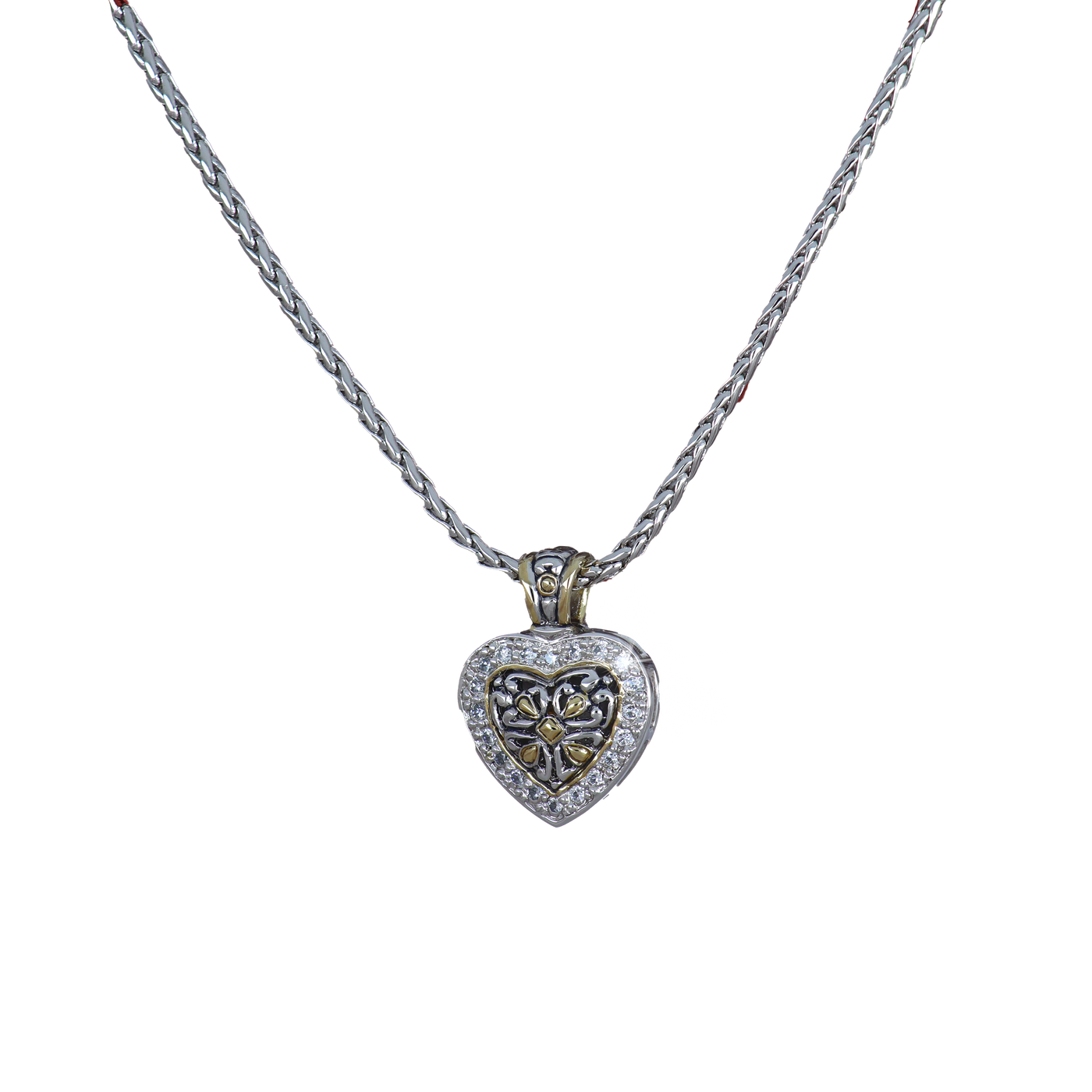 Heart Collection - Reversible Pavé Cubic Zirconia Filigree Necklace