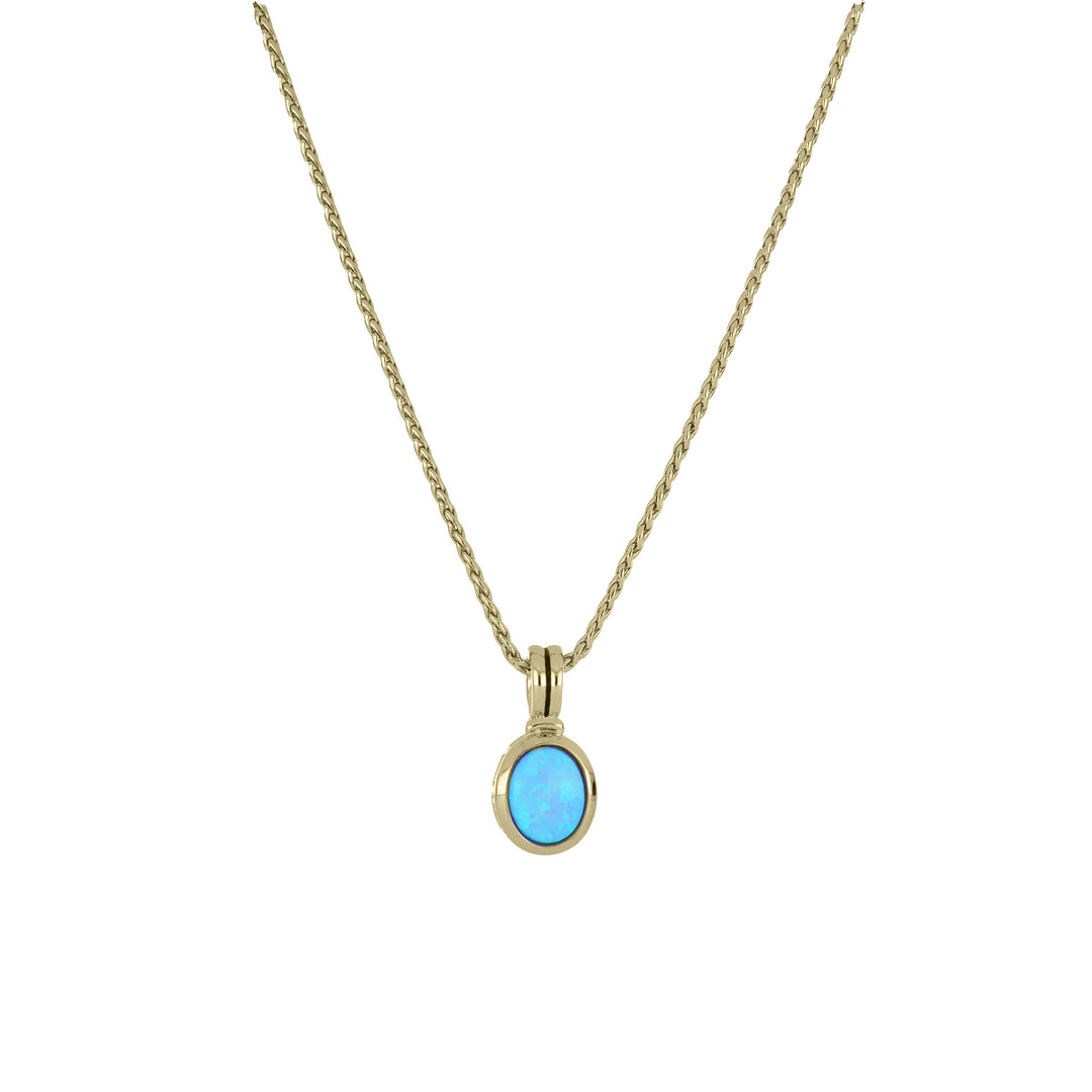 Blue Opal/Black Onyx Adjustable Oval-Shaped Stone Pendant Necklace