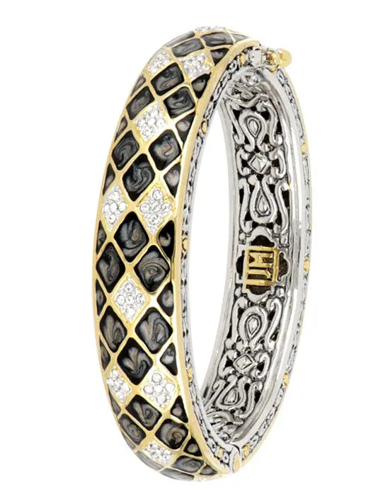 Lattice Collection - Black Abalone Edition - Pavé Hinged Bangle Bracelet John Medeiros Jewelry Collections