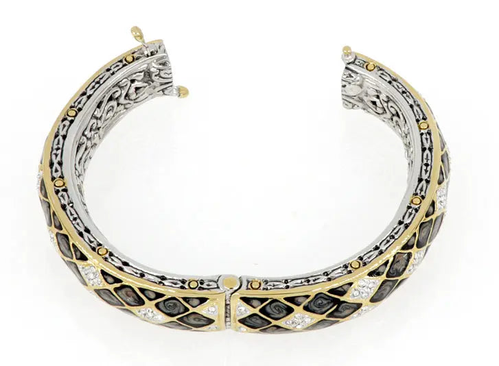 Lattice Collection - Black Abalone Edition - Pavé Hinged Bangle Bracelet John Medeiros Jewelry Collections
