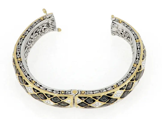 Lattice Collection - Black Abalone Edition - Pavé Hinged Bangle Bracelet John Medeiros Jewelry Collections
