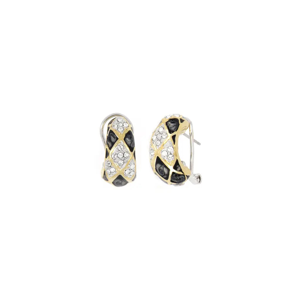Lattice Collection - Black Abalone Edition - Pavé Omega Clip Post Earrings John Medeiros Jewelry Collections