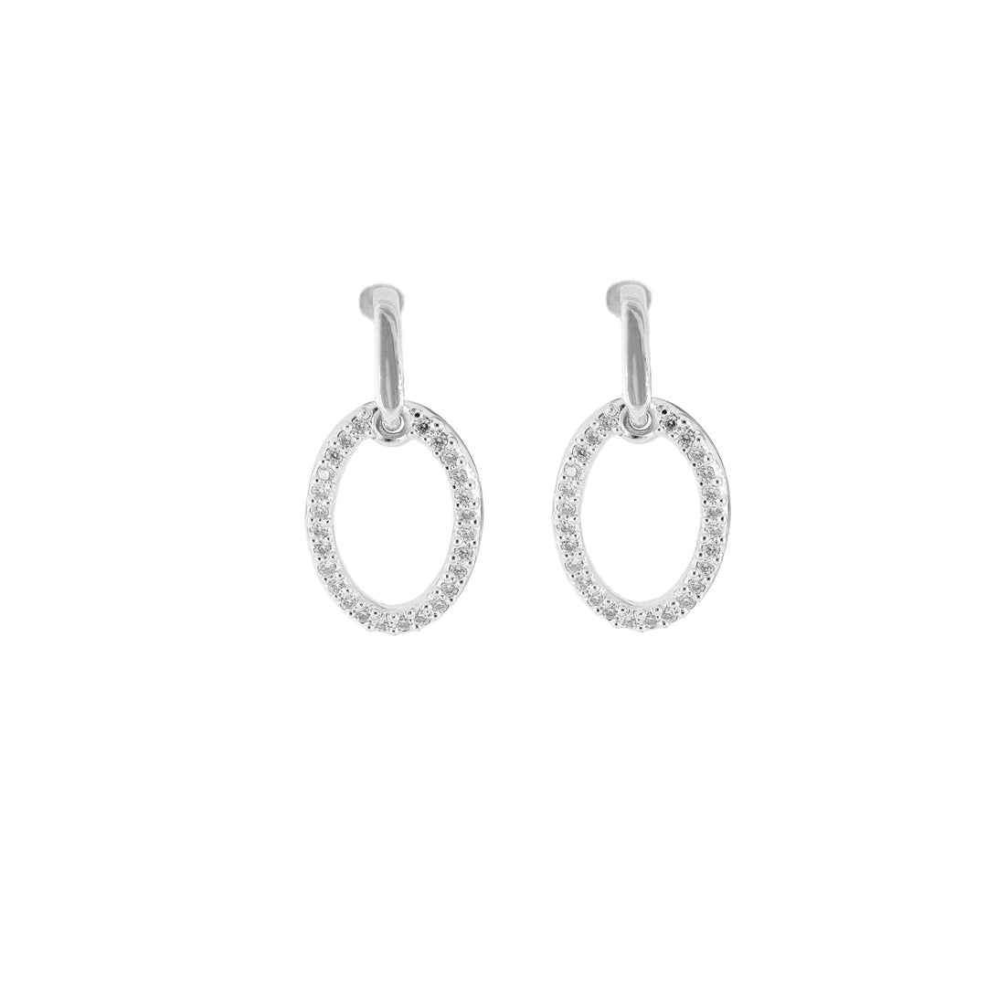 Aldrava Collection - Oval Pavé Earrings in Rhodium